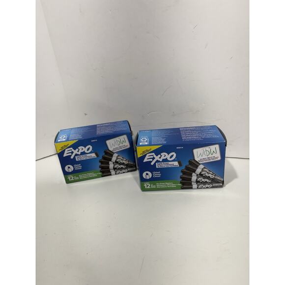 Expo Low Odor Chisel Tip Dry Erase Markers Black 12 Pack 80001 Lot Of 2 Total 24 - Picture 3 of 6